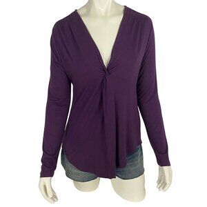 Soft Surroundings Women's Long Sleeve Bouse Top Size M V-Neck Purple NWOT